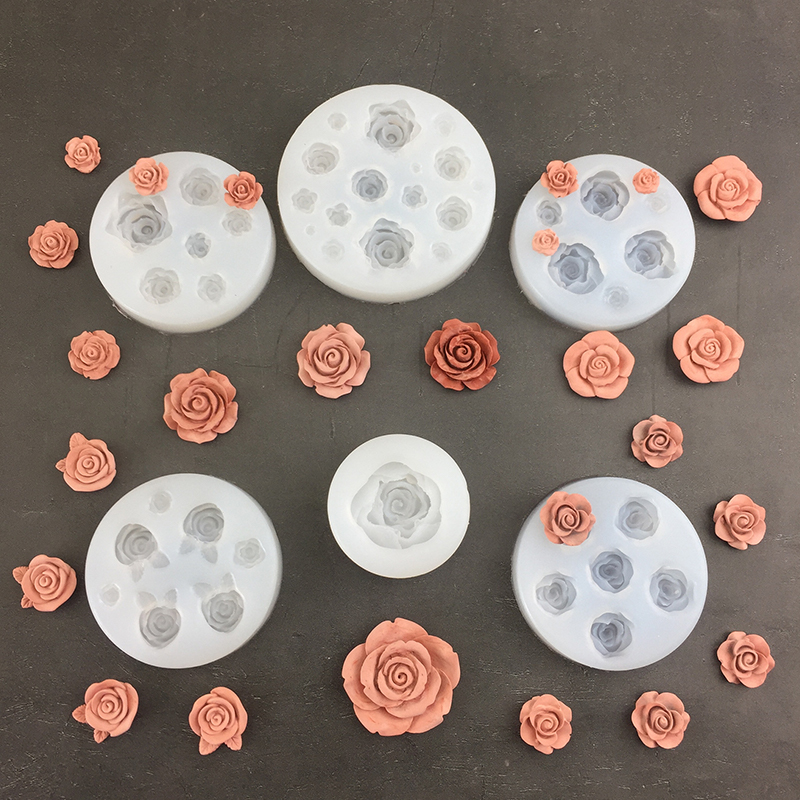 Soap Making Oven - 3D gül çiçek şekli yaprak silikon