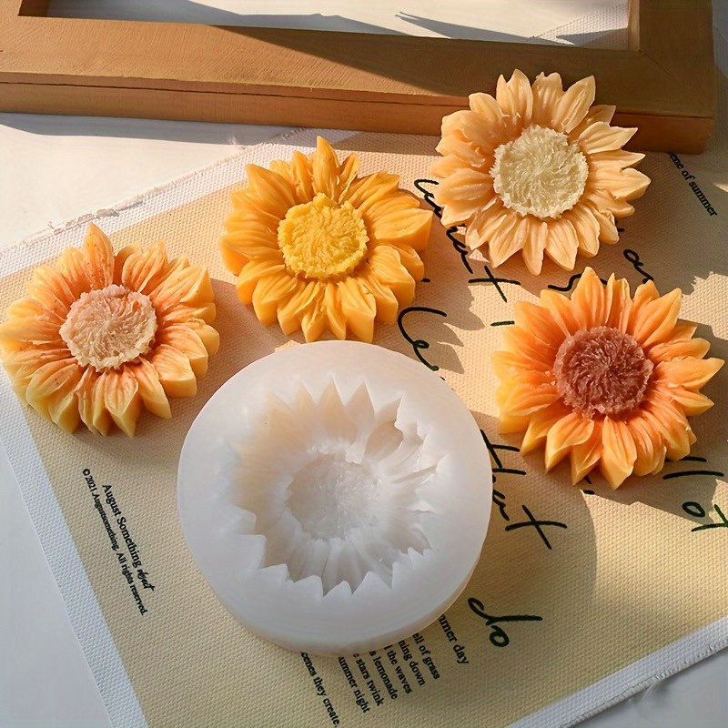 Soap Making Oven - Canlı Renkli 3D Ayçiçeği Silikon Kalıp